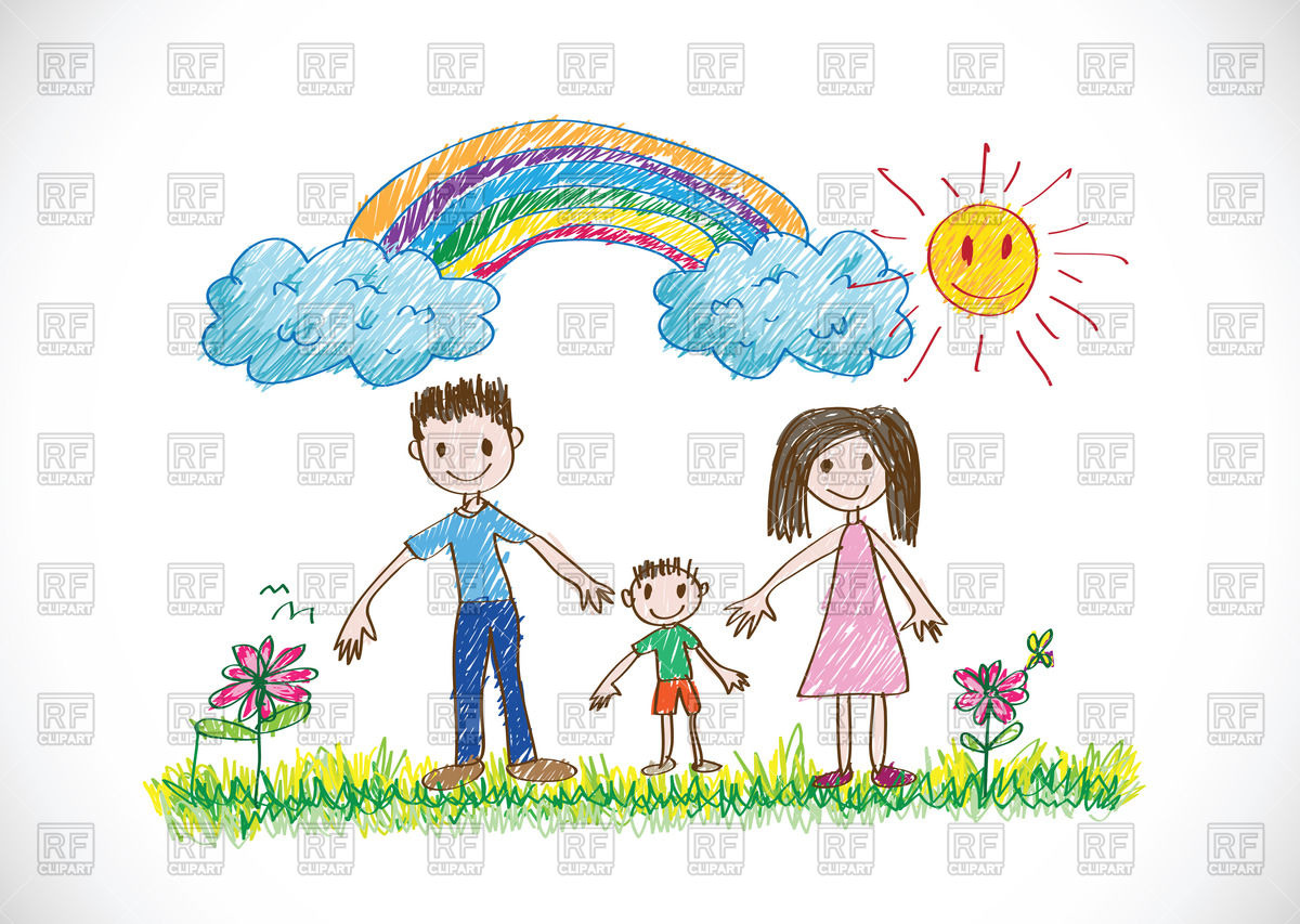 1200x853 Kids Drawing Happy Family Vector Image Of People Tumdee