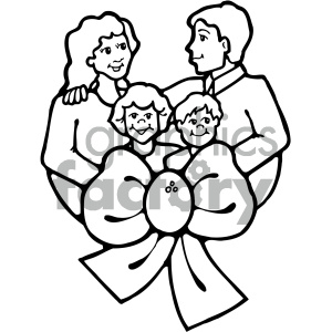 300x300 Black And White Family Vector Art Clipart Royalty Free Gif