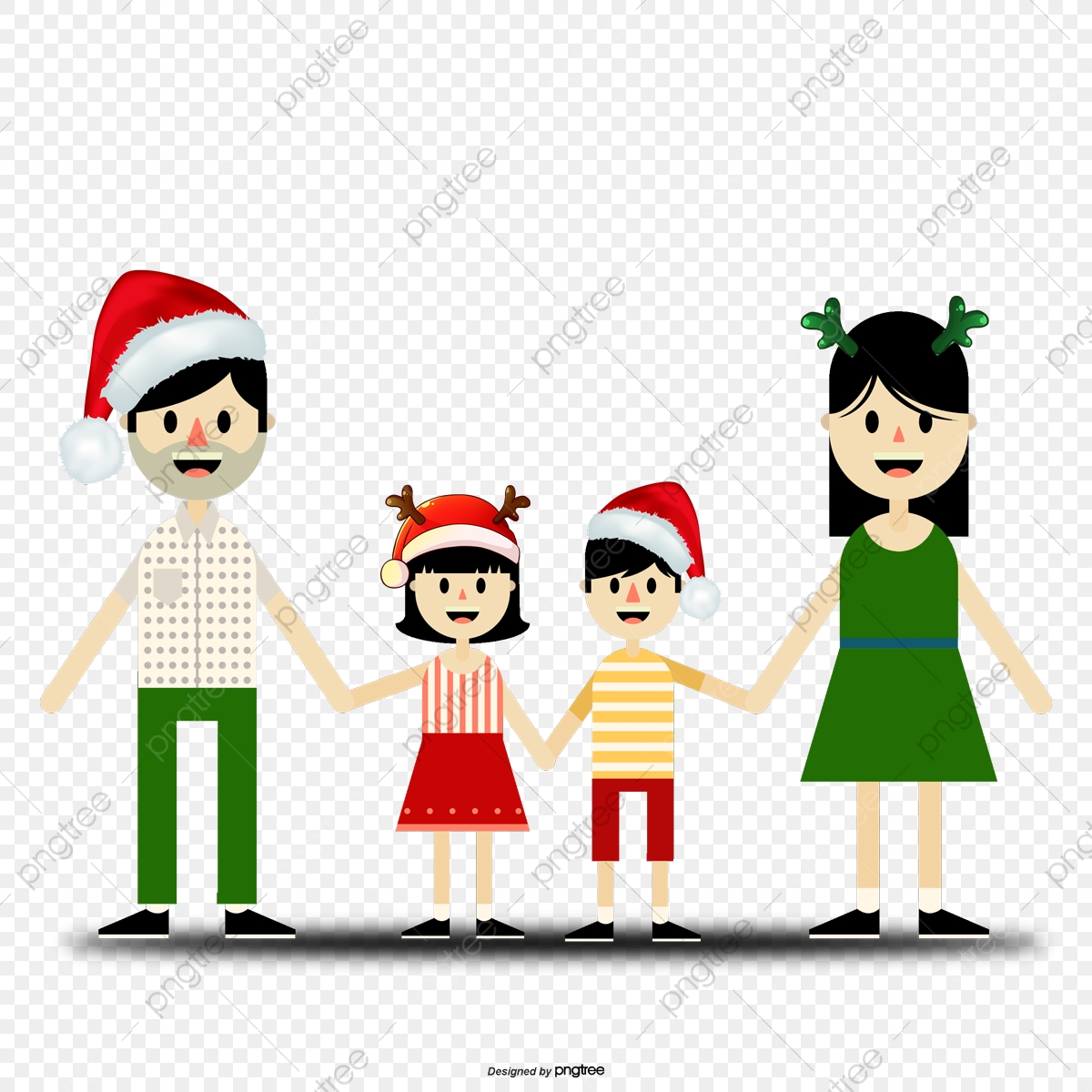 1200x1200 Vector Cartoon Family Of Four For Christmas, Cartoon Vector