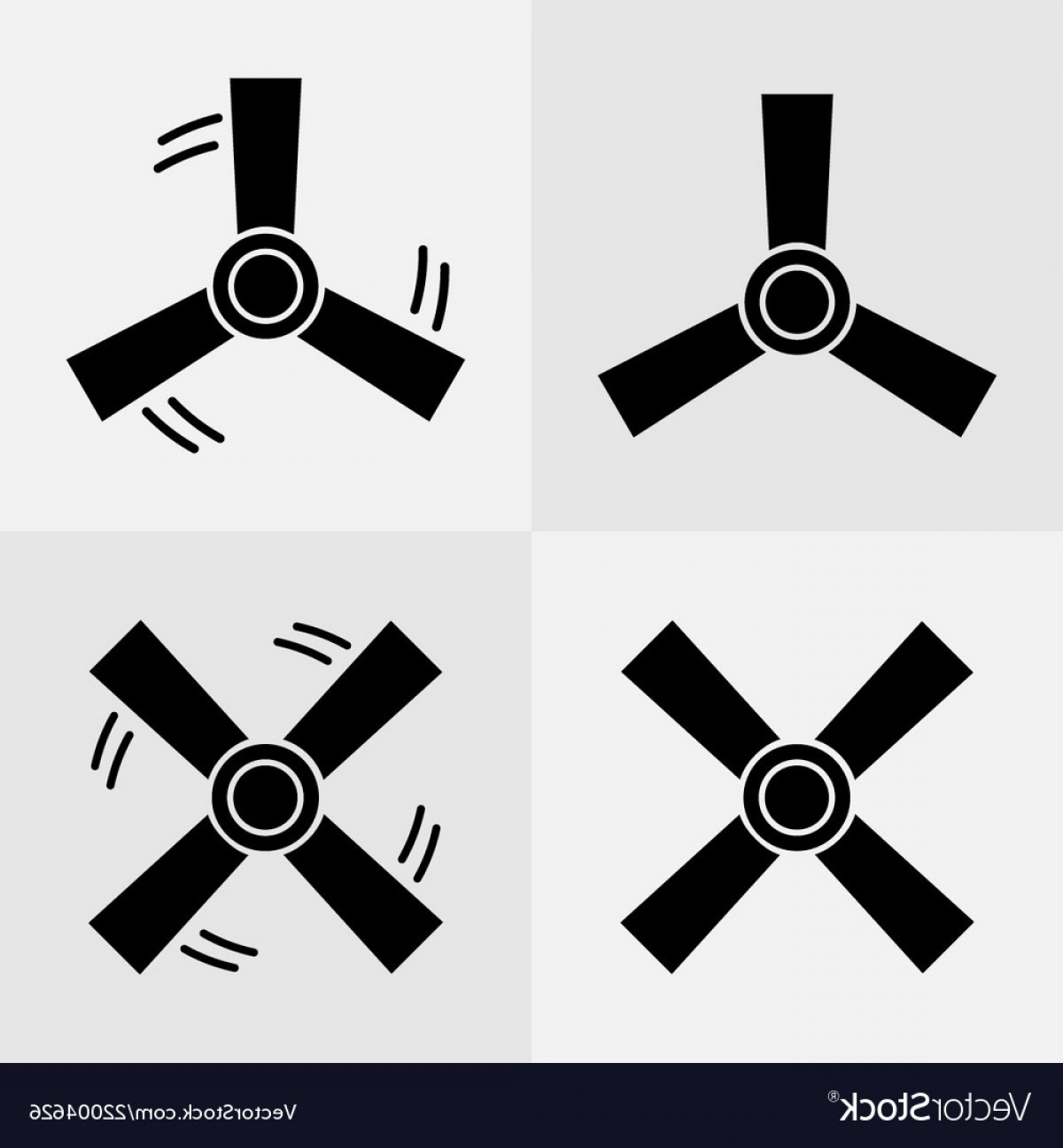 1200x1296 Ceiling Fan Icons Collection Three And Four Blades Vector Soidergi