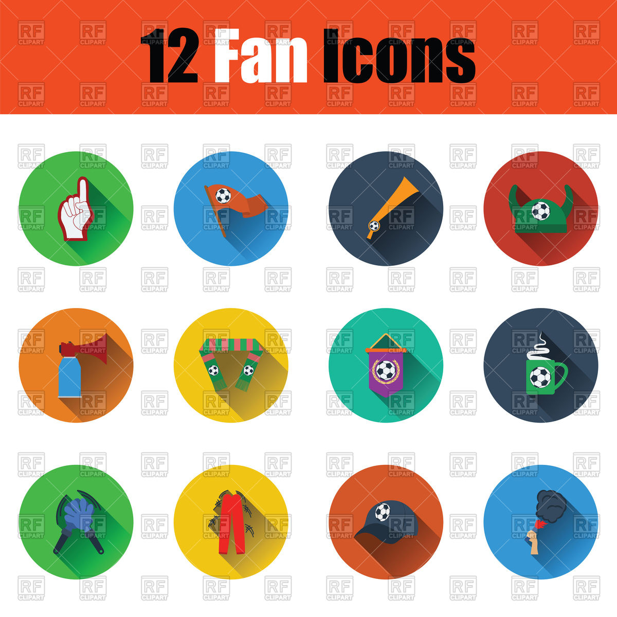 1200x1200 Set Of Twelve Soccer Fan Icons Vector Image Of Signs, Symbols