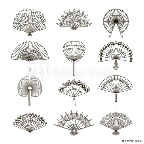 500x500 Hand Paper Fan Vector Icons Chinese Or Japanese Beautiful Fans