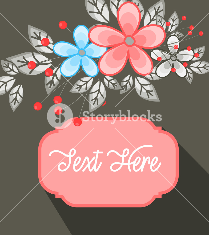 888x1000 Fancy Flowers Greeting Banner Vector Illustration Royalty Free