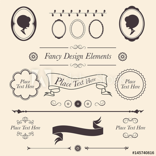 500x500 Fancy Design Elements Shabby Chic Vector Icons, Emblems, Banners