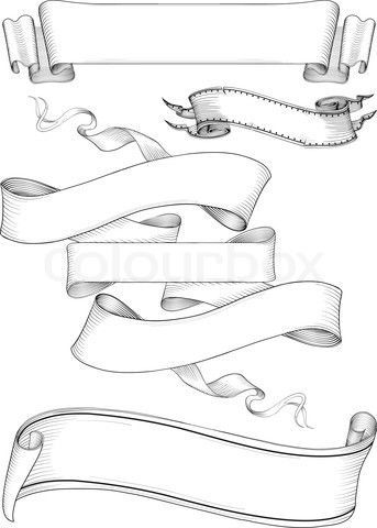 343x480 Stock Vector Of 'ribbon Banners Engravin Style' Fancy Letters