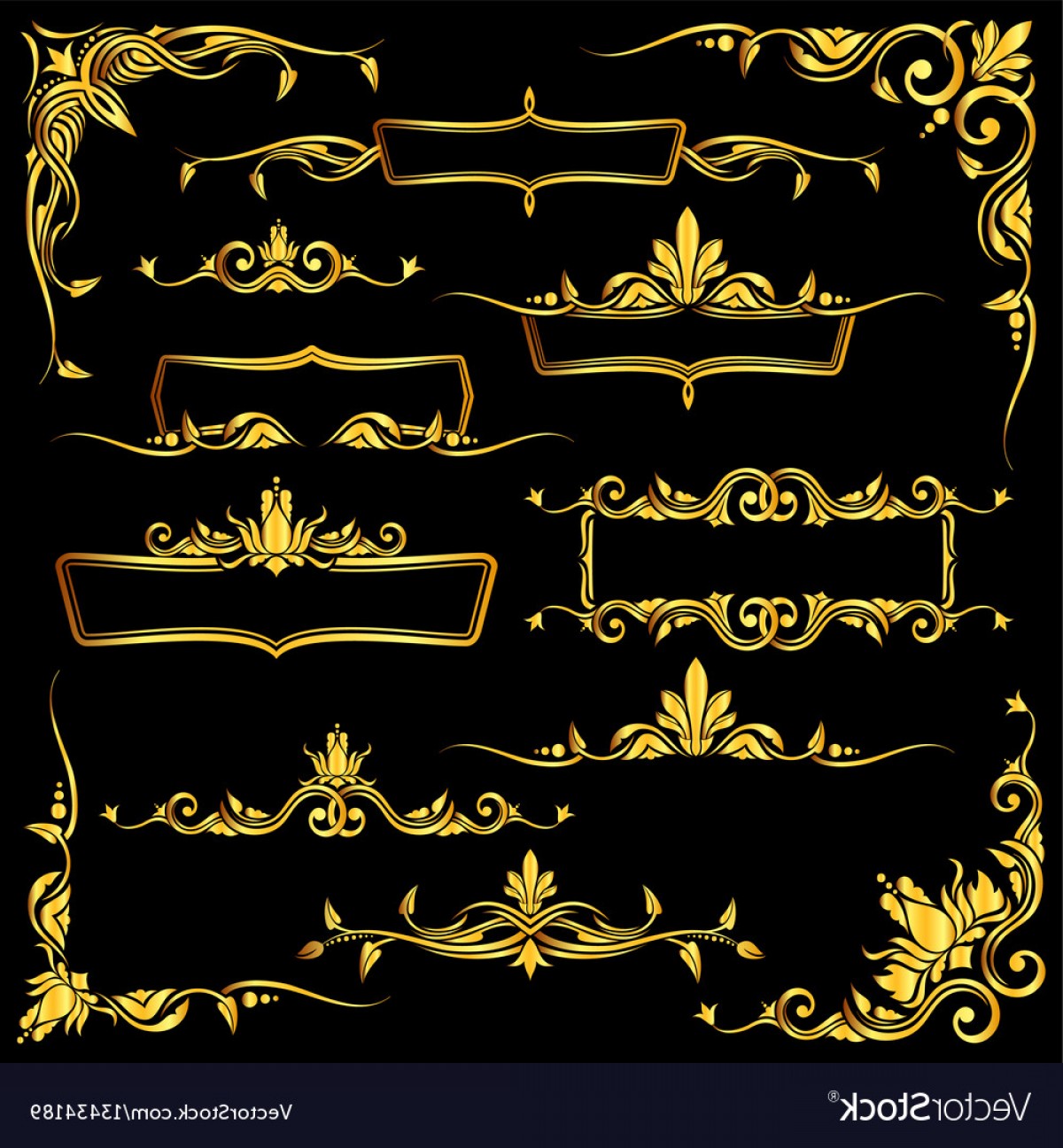 1200x1296 Gold Ornate Borders Vector Createmepink