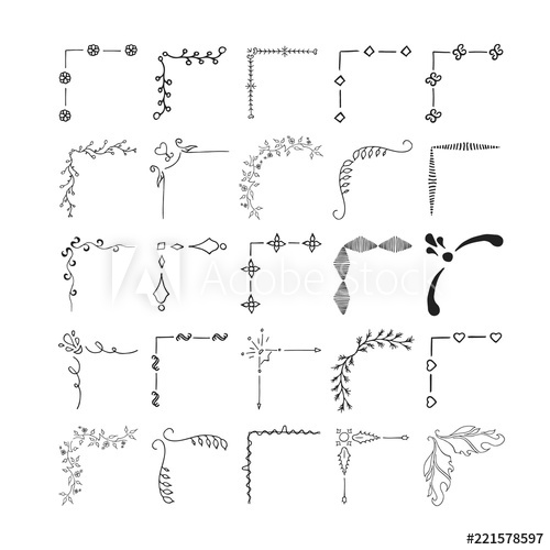 500x500 Set Of Hand Drawn Corner Borders Fancy