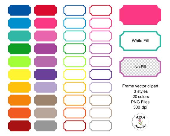 570x456 Frame Label Vector Clipart Scrapbooking Frame Clip Art Etsy