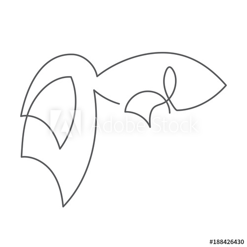 500x500 Continuous Line Fish With Beautiful Tail Abstract Modern