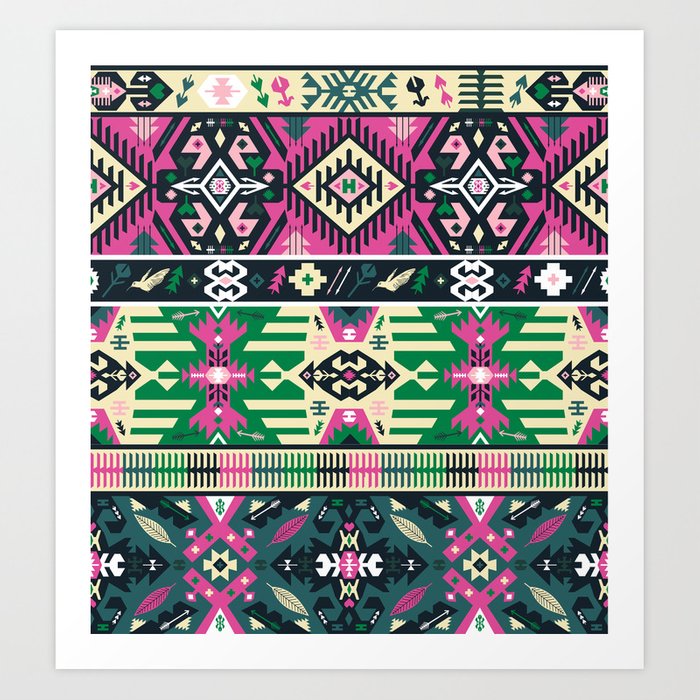 700x700 Fancy Abstract Geometric Vector Pattern In Tribal Style Art Print