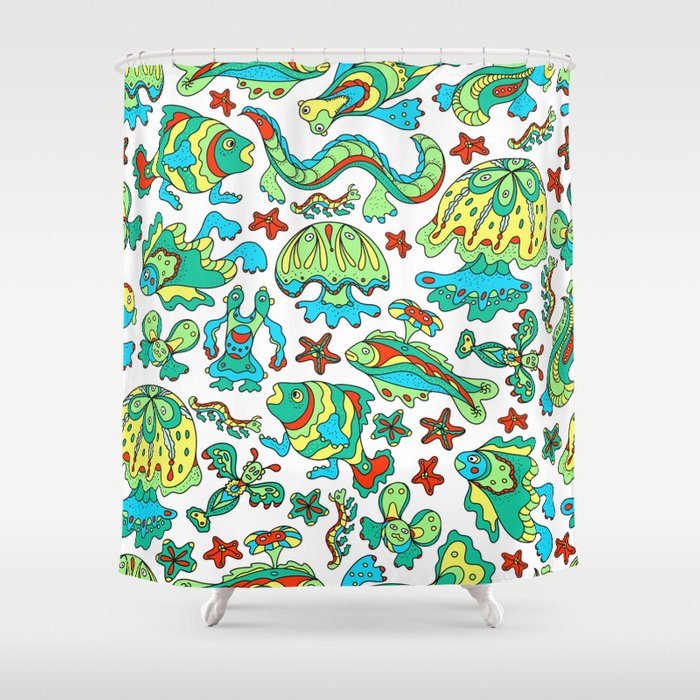 700x700 A Pattern Of Fancy Bizarre Sea Creatures Style Doodle Vector