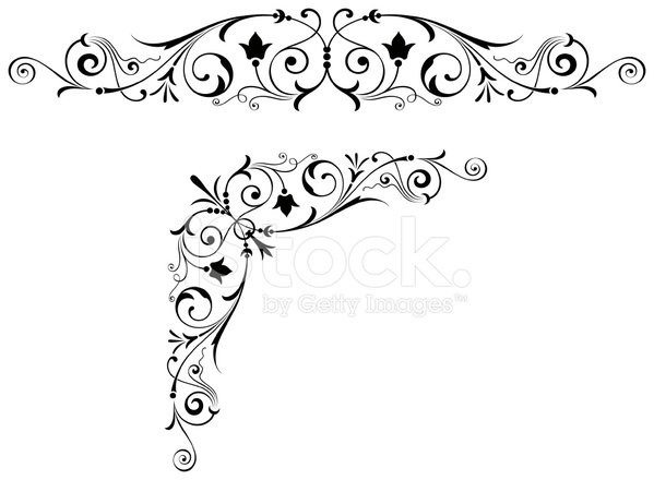 599x440 Fancy Scroll And Centre Art Design Stock Vector