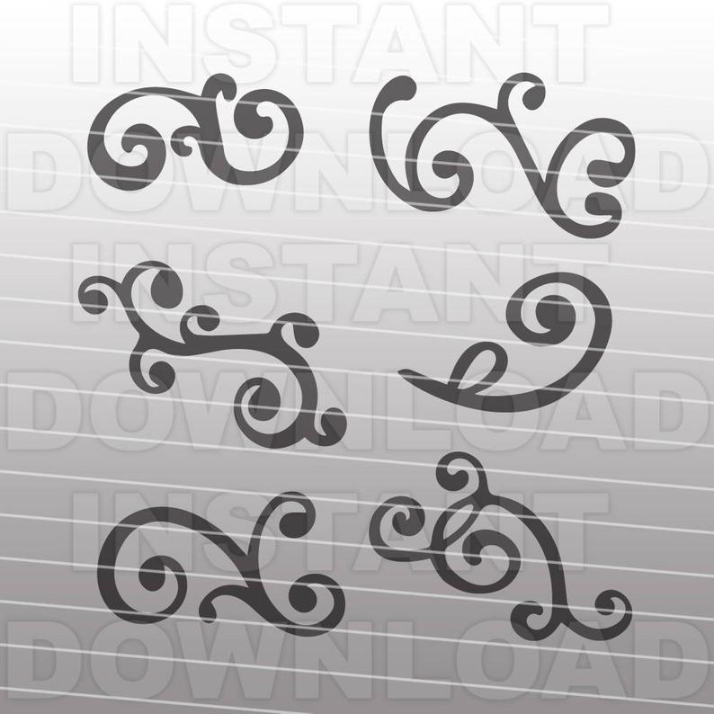 794x794 Fancy Scrolls Cutting Template Vector Clip Art For Etsy