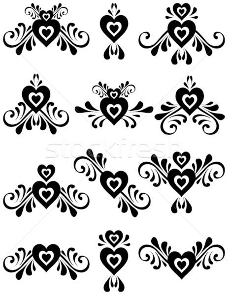 463x600 Hearts Fancy Scroll Set Vector Illustration Kittasgraphics