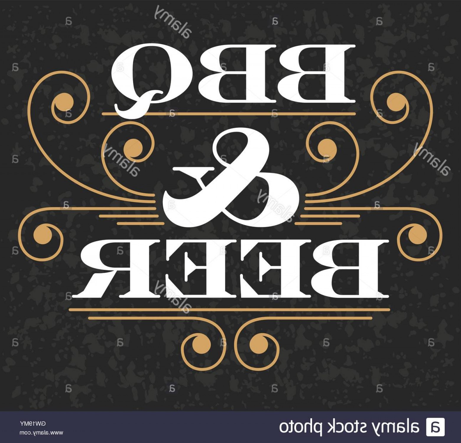 1560x1501 Stock Photo Barbecue Beer Vector Design Emblem With Fancy Scroll