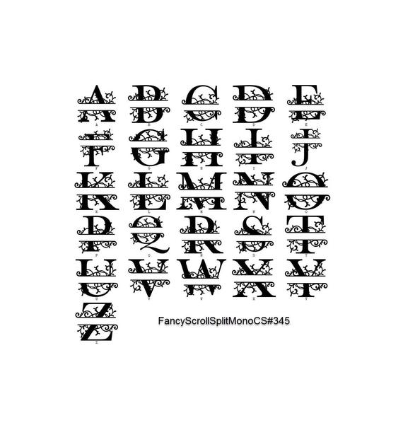 570x608 Dxf Vector Fancy Scroll Split Mono Cut Ready Dxf Cnc Etsy