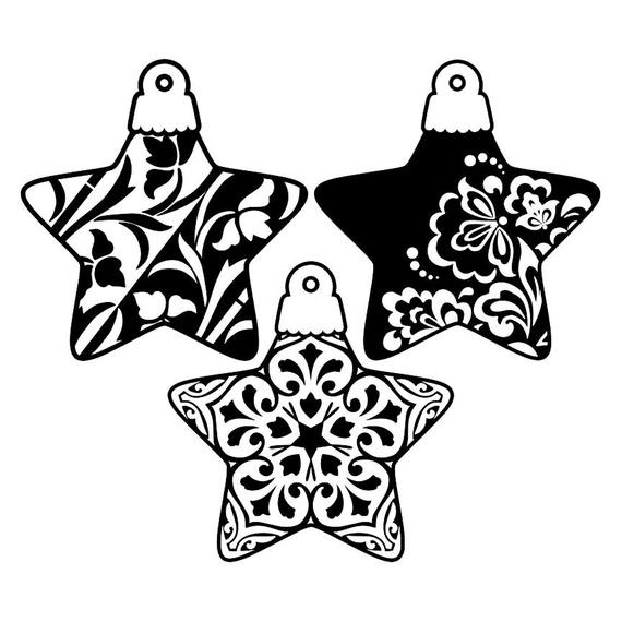 570x570 Fancy Christmas Ornaments Set Zentangle Swirl Fancy Damask Etsy
