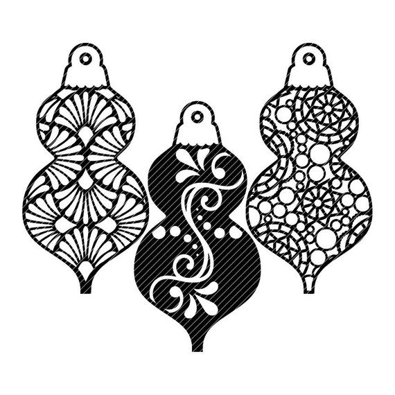 570x570 Fancy Christmas Ornaments Set Zentangle Swirl Fancy Damask Etsy