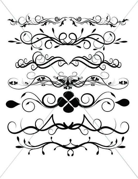 570x738 Flourish Divider Lines, Scalable Vector Graphics, Underlines
