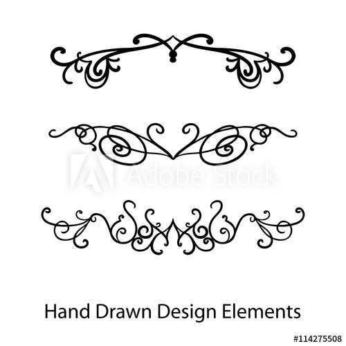 500x500 Abstract Vector Design Elements, Set Of Hand Drawn Fancy Curls