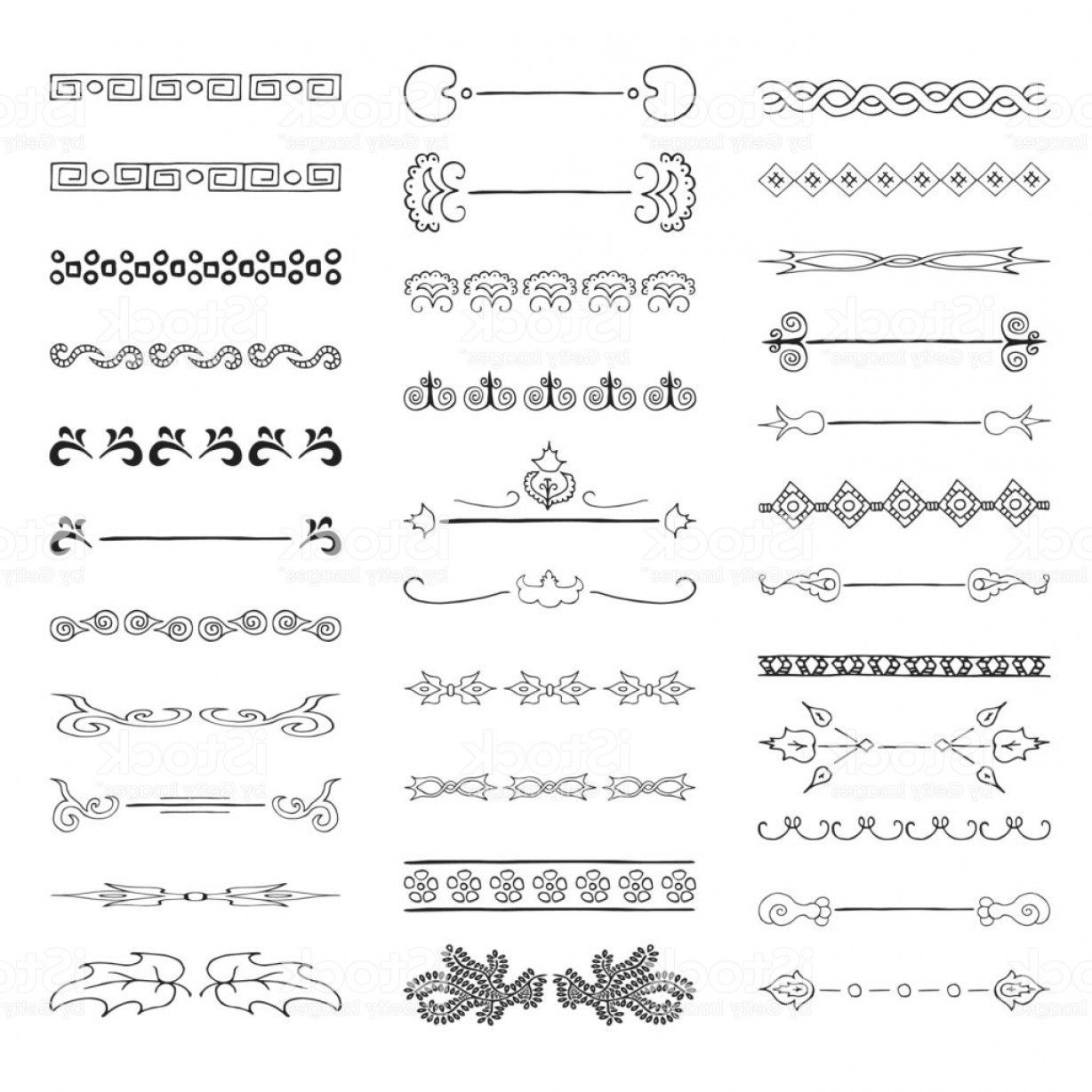 1228x1228 Set Of Vintage Doodle Text Dividers Fancy Lines Ornate Borders Gm