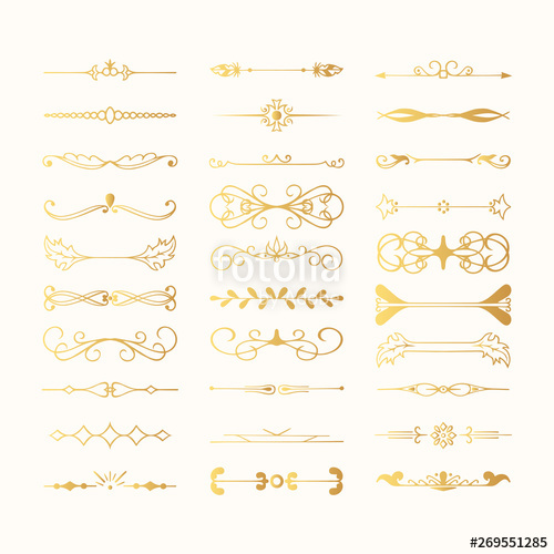500x500 Set Of Vintage Hand Drawn Golden Dividers And Lines Gold Fancy
