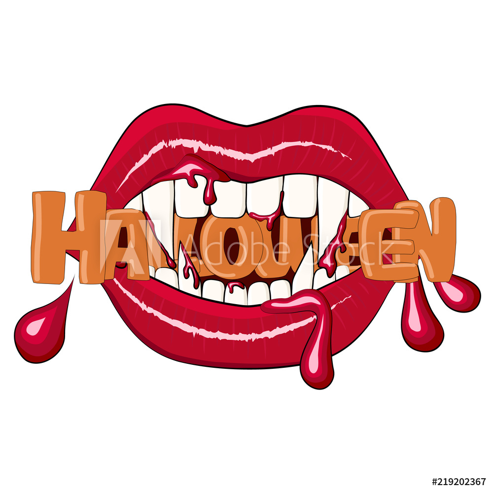 1000x1000 Fotografie, Obraz Vector Image Of A Bloody Vampire Mouth