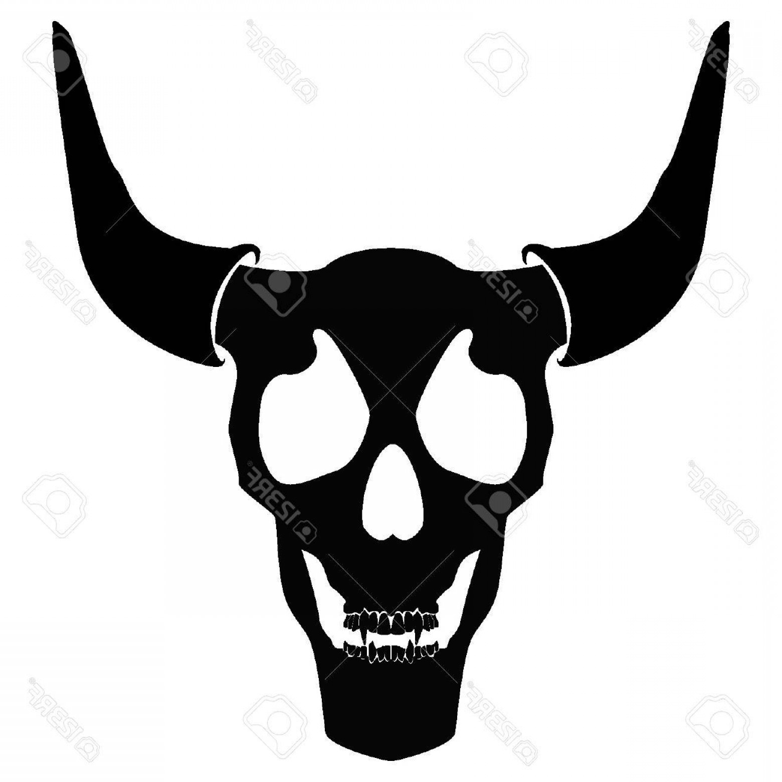 1560x1560 Photostock Vector Devil Skull With Horns And Fangs Silhouette