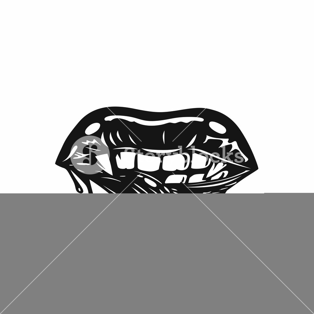 1000x1000 Vampire's Mouth With Fangs Vector Illustration Royalty Free Stock