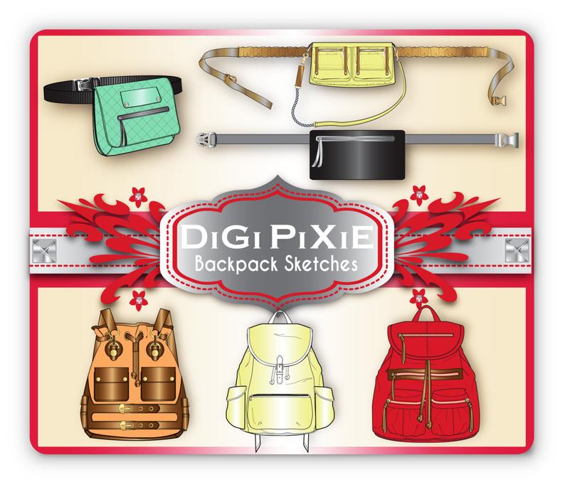 794x685 Backpack Fanny Pack Flats Sketches Illustrator Vector Etsy