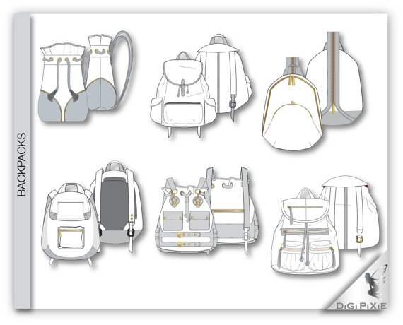 570x460 Backpack Fanny Pack Flats Sketches Illustrator Vector