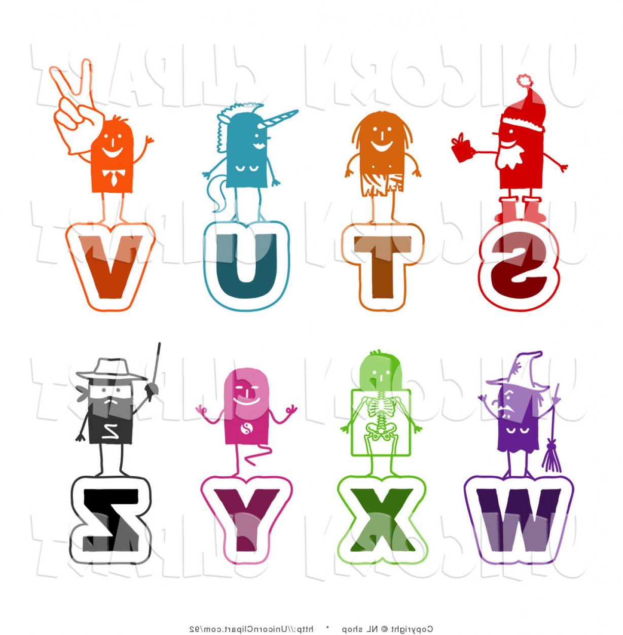 1228x1252 Fantasy Vector Clip Art Of A Unicorn And Colorful Stick People