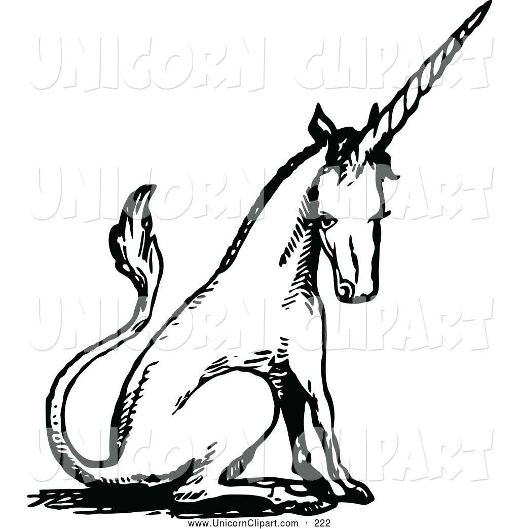 1024x1044 Fantasy Vector Clip Art Of A Black And White Sitting Unicorn