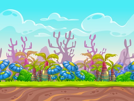 450x338 Fantasy Vector Landscape, Alien Planet Nature Background