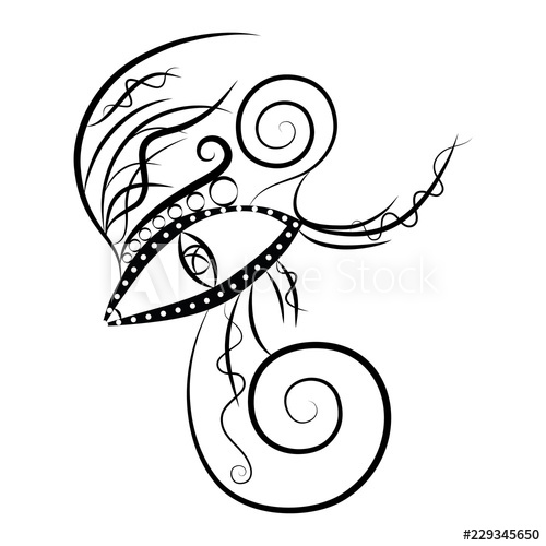 500x500 Black And White Dynamic Fantasy Vector Design Of A Monster's Eye