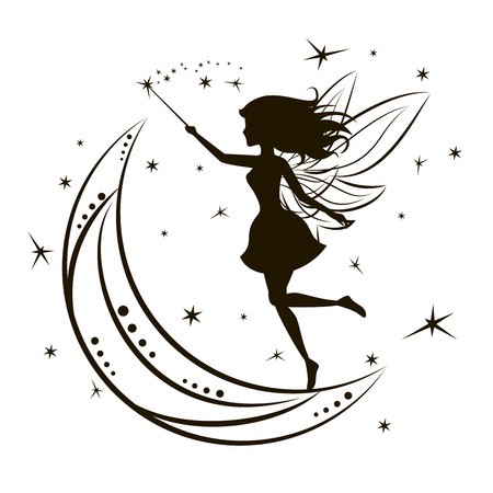 450x450 Silhouette Of Fairy With Moon And Stars Girl Magic Beauty Fantasy
