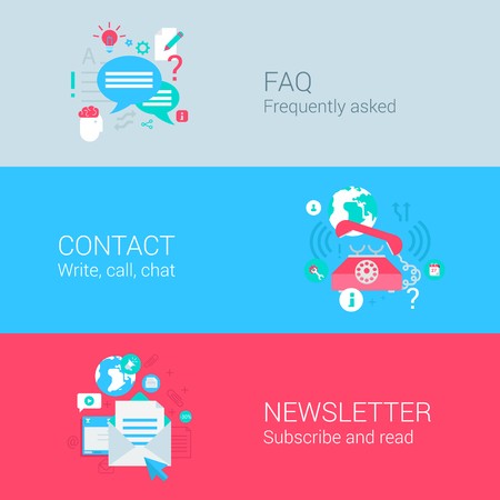 450x450 Online Support Concept Flat Icons Set Of Faq Contact Phone Call
