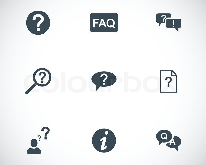 800x640 Vector Black Faq Icons Set On White Stock Vector Colourbox