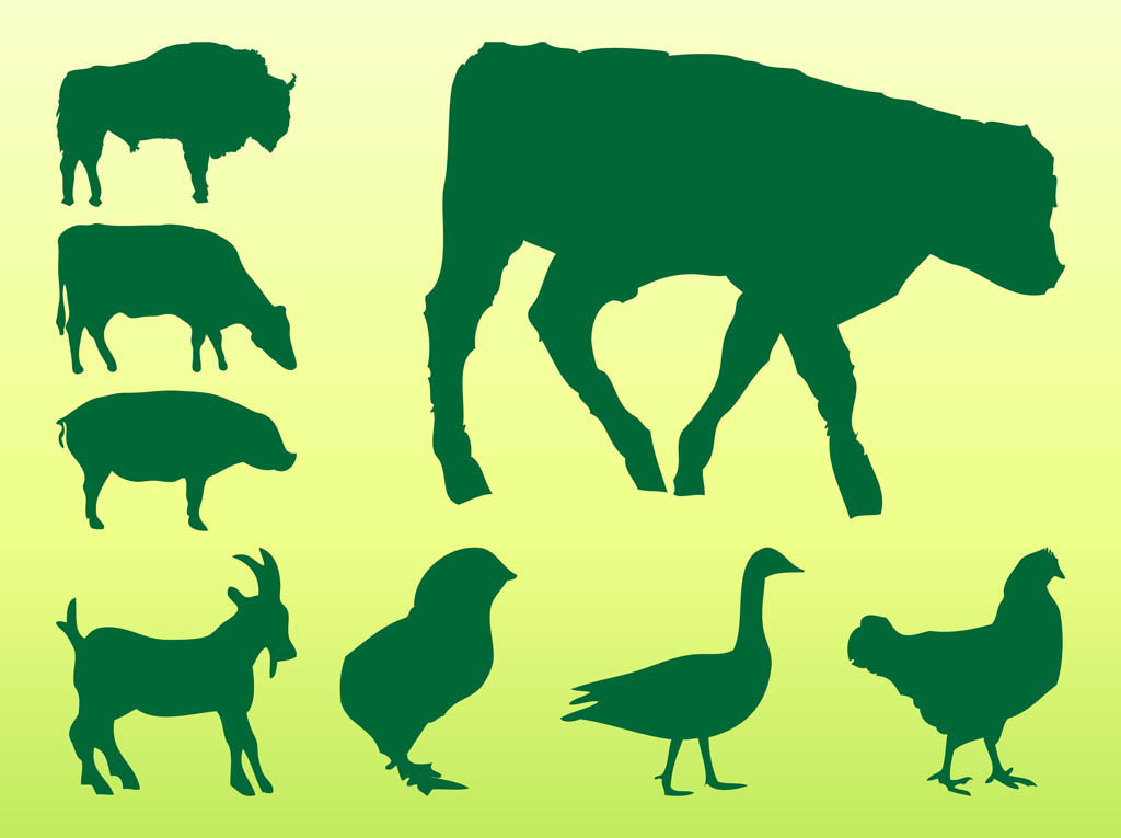 1024x765 Farm Animals Silhouettes Vector Art Graphics