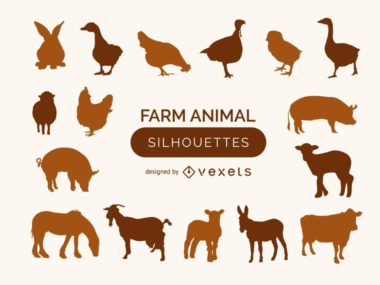 760x570 Farm Animal Silhouette Collection