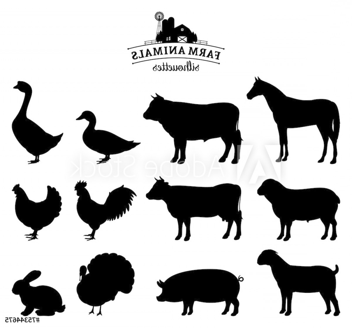 1200x1118 Vector Farm Animals Silhouettes Isolated On White F Hoodamathrun