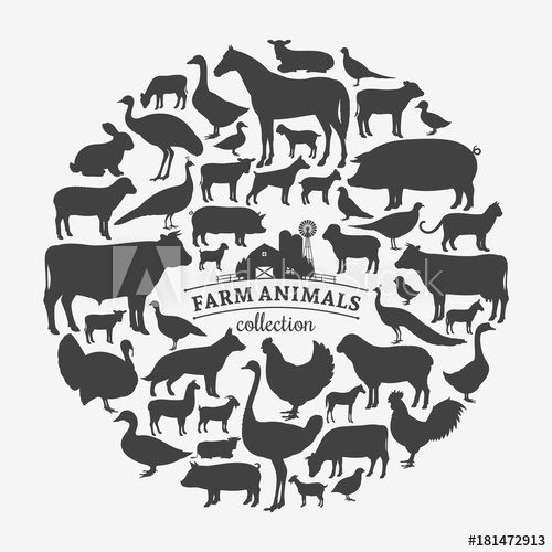 500x500 Vector Farm Animals Silhouettes