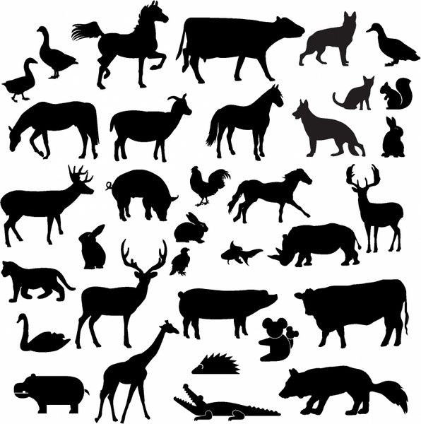 596x600 Farm Animal Silhouette Collection Free Vector In Adobe Illustrator