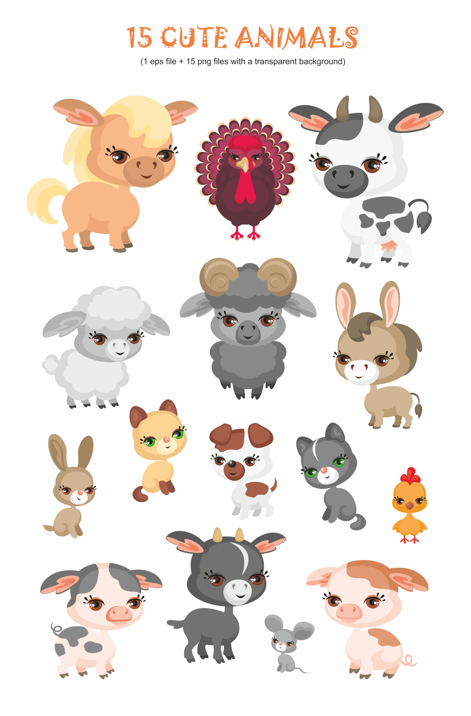 1500x2279 Farm Animals Vector Clip Art