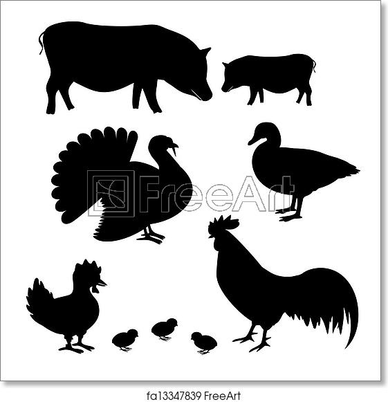 561x581 Free Art Print Of Farm Animals Vector Silhouettes Farm Animals