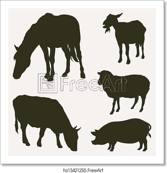 561x581 Free Art Print Of Farm Animals Farm Animals, Vector Silhouettes