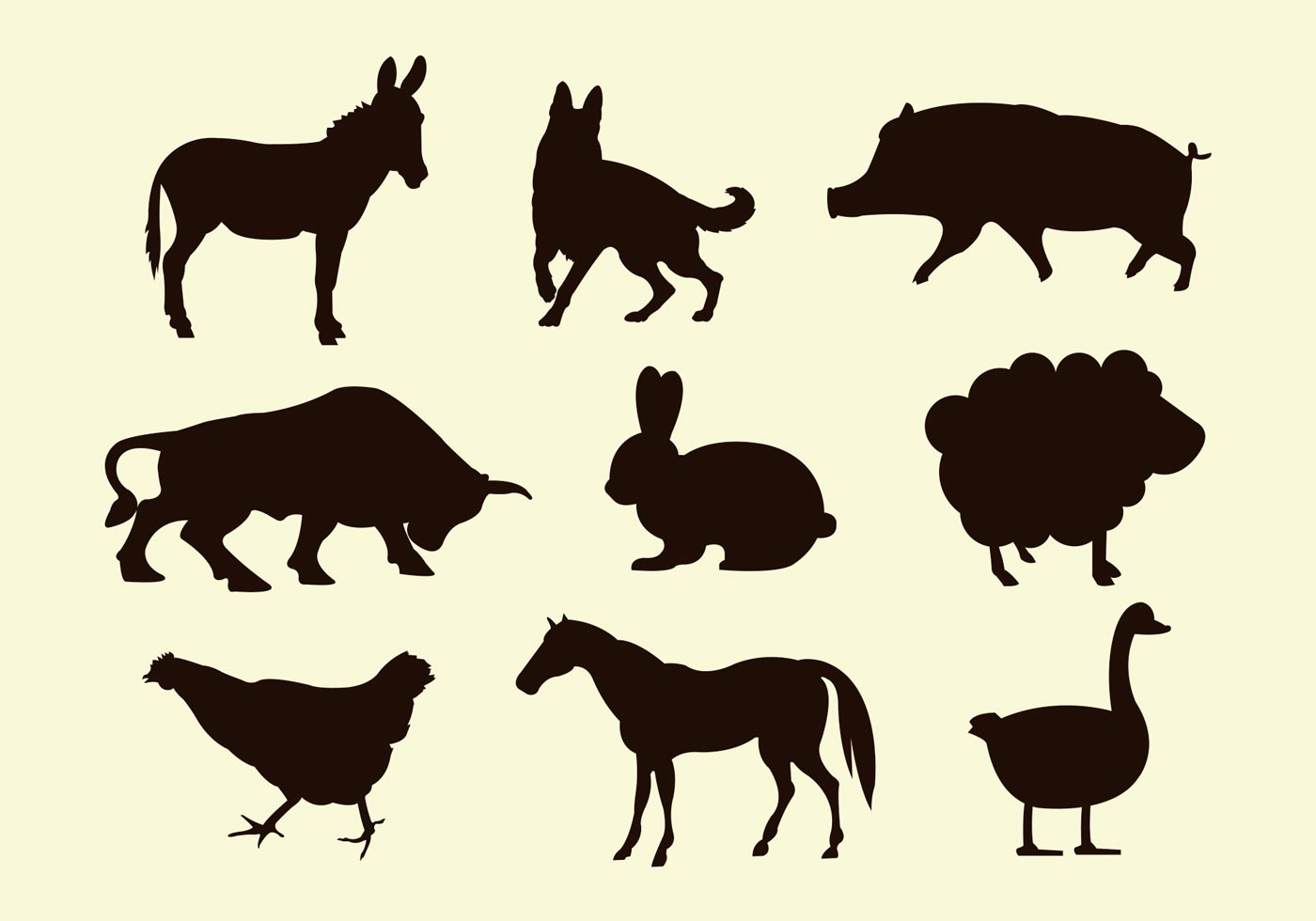 1400x980 Silhouettes Of Farm Animal Vectors