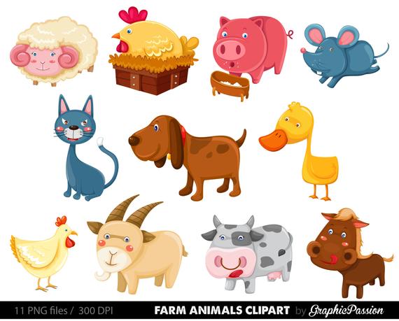570x459 Off Farm Animals Clip Art Vectors Farm Animals Etsy