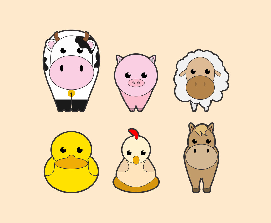 1136x936 Cute Farm Animals Vector Vector Art Graphics