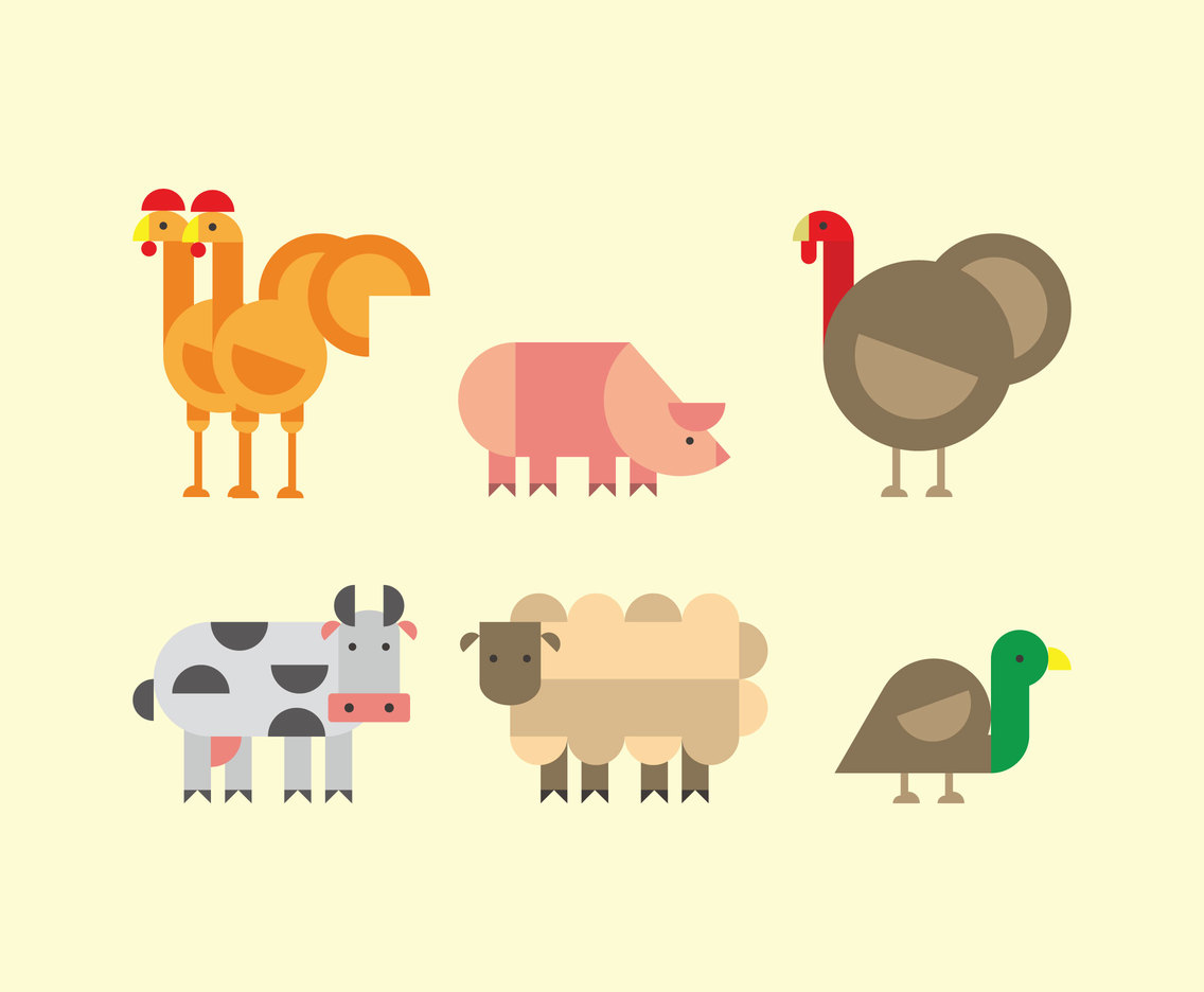 1136x936 Geometric Farm Animal Vector
